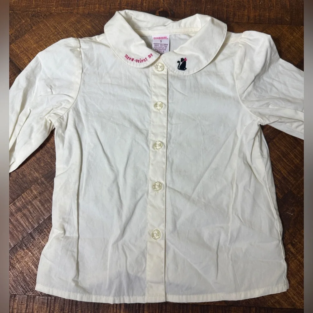 Vintage Gymboree Sz‎ 3 City Sidewalk Gray Wool Dress & Embroidered White Blouse
